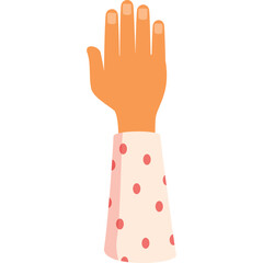 Obraz premium Raised hand with polka dot sleeve
