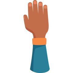 Obraz premium Raised Hand with Open Palm and Blue Sleeve