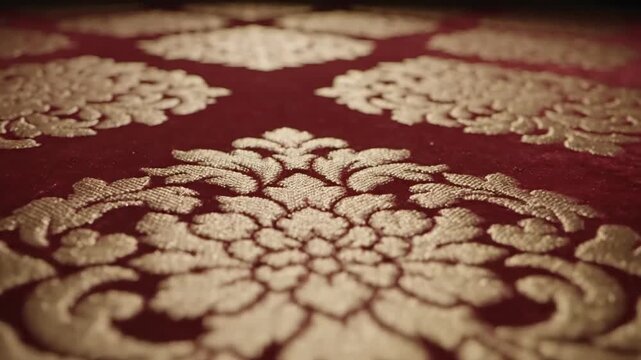 Close up of ornate textile with floral pattern
