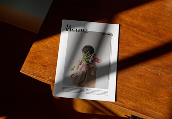 Mockup Of A4 Magazine With Customized Front Cover
