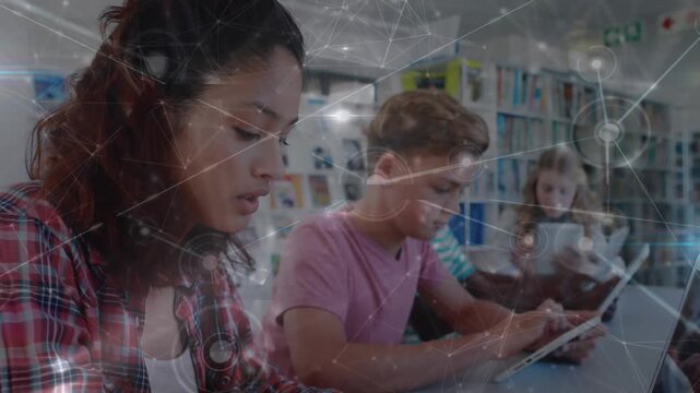 Animation of networks of connections over teacher and students in college