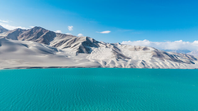 Baisha Lake and Baisha Mountain, Kizilsu Kyrgyz Autonomous Prefecture, Xinjiang, China