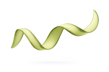 Abstract light green ribbon curl with transparent background effect art