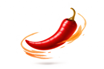 Red Chili Pepper with Paint Splashes on transparent background art.