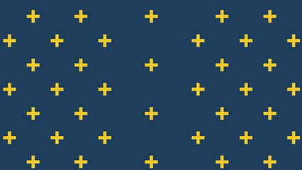 Seamless repeating pattern featuring numerous small yellow plus signs uniformly scattered across a solid dark navy blue background texture.