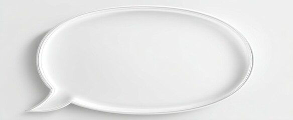 The speech bubble blank white 3D glossy icon with copy space for message