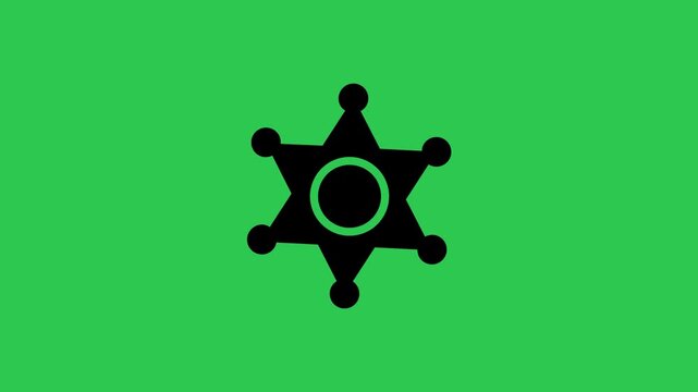 A video showcasing a black sheriff badge on a green background