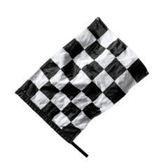 A checkered flag waving on a black background