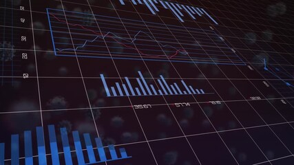 Animation of financial data processing over virus cells - Powered by Adobe