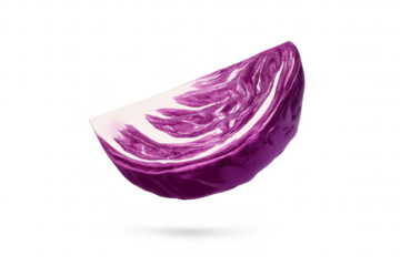 Red cabbage quarter slice on transparent background, isolated, vegetable