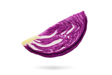 Cut red cabbage with a transparent background, studio shot close-up.
