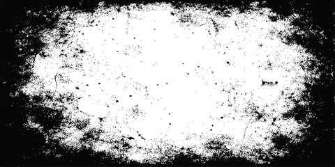 Fototapeta premium Abstract grunge black background featuring a dark ink splash texture with a paint splatter border and dirty spray pattern design on a vector paper wallpaper banner