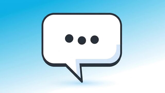 Simple white speech bubble icon on blue gradient background.