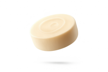 Circular caramel candy on transparent background, sweet delicious treat