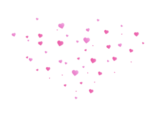 Pink Hearts Confetti celebration Valentines day party background design. Color confetti for greeting cards, wedding invitation, gift packages.