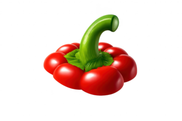 Shiny Red Bell Pepper on transparent background, isolated vector art