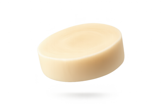 Ivory disc floating with a shadow on a transparent background design. - Powered by Adobe