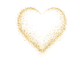 Gold glitter heart frame. Luxury shimmer heart shape. Sparkling symbol of love.