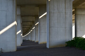 Scenery under the highway overpass.