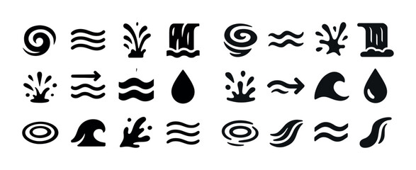 Obraz premium Variety of water symbols: splash, wave, drop, swirl, motion