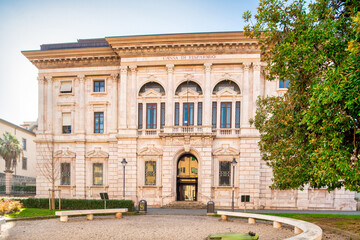 Fototapeta premium Exterior facade of Palazzo della Sapienza in Pisa, showcasing its historic architecture