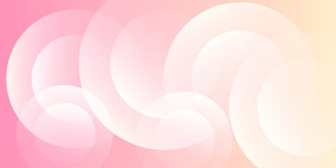 Minimalist banner background, pastel colorful, pink and yellow gradations. Circle effect style geometric, abstract background. Eps 10.