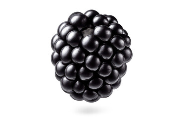 Close-up shot of a fresh blackberry on a transparent background setup.