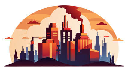 Fototapeta premium City sunset business district skyline prosperity concept