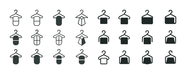 Minimalist clothing icons on hangers for organization and fashion design