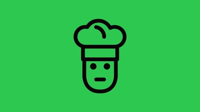A video showcasing a chef's hat icon on a green background