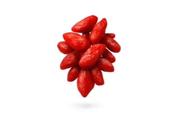 Pile of fresh goji berries, healthy snack, transparent background image.