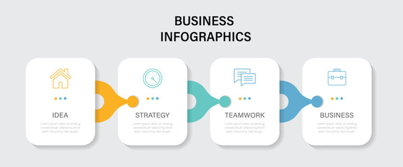 Presentation business process Infographic template vector with icons and 4 four options or steps. Vector illustration.