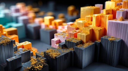 A close up of a bunch of different colored cubes