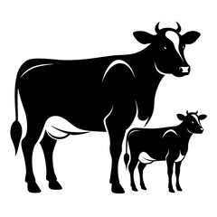 Fototapeta premium Full Body Cow Outline with Smooth Contour Finish