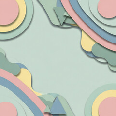 Modern Abstract Geometric Pastel Background with Minimal Layered Paper Shapes and Soft Shadows