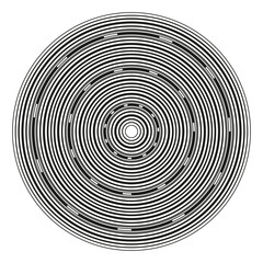 Concentric circle pattern. Radial Vector shape. Abstract round texture. Geometric graphic element.