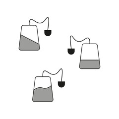 Natural tea bags. Morning breakfast Vector. Fresh drink preparation. High quality blank white paper background.