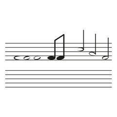 Musical note Vector. Melody staff symbol. Sound rhythm illustration. Creative audio sign.