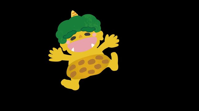 節分用笑っている可愛い黄鬼のアニメーション動画素材