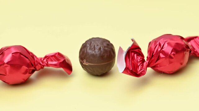 video of chocolates in red wrappers