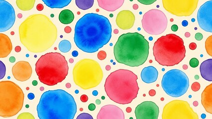 Vibrant multicolored circles pattern on a white background illustration featuring various sized dots and colorful shapes.