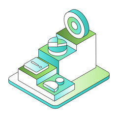 An isometric style illustration showing a workflow