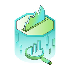 An isometric style illustration showing data reporting