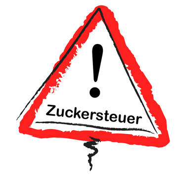 Illustration mit Schild und Zuckersteuer Hintergrund weiss