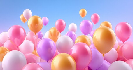Vibrant Collection of Floating Balloons in a Colorful and Cheerful Atmosphere