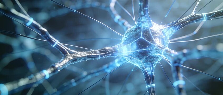 Neural network technology background video loop 4k glowing abstract neuron connection digital energy pattern futuristic cyber blue light science art digital brain science technology background video