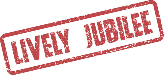 Red grunge Lively Jubilee celebration stamp for festive occasions and community events