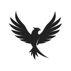 Fototapeta premium Powerful Black Bird with Expanded Wings Display