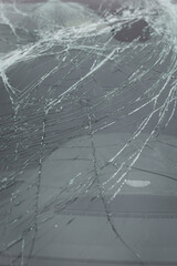 Shattered Car Windshield from Traffic Accident Crash