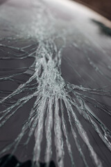 Shattered Car Windshield from Traffic Accident Crash